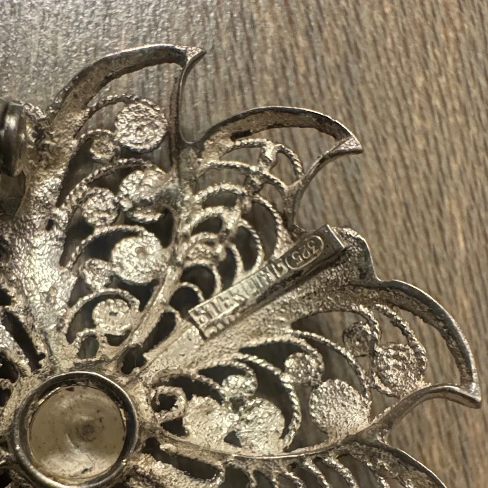 Vintage Sterling Silver Filigree Flower Floral Brooch - Picture 2 of 3